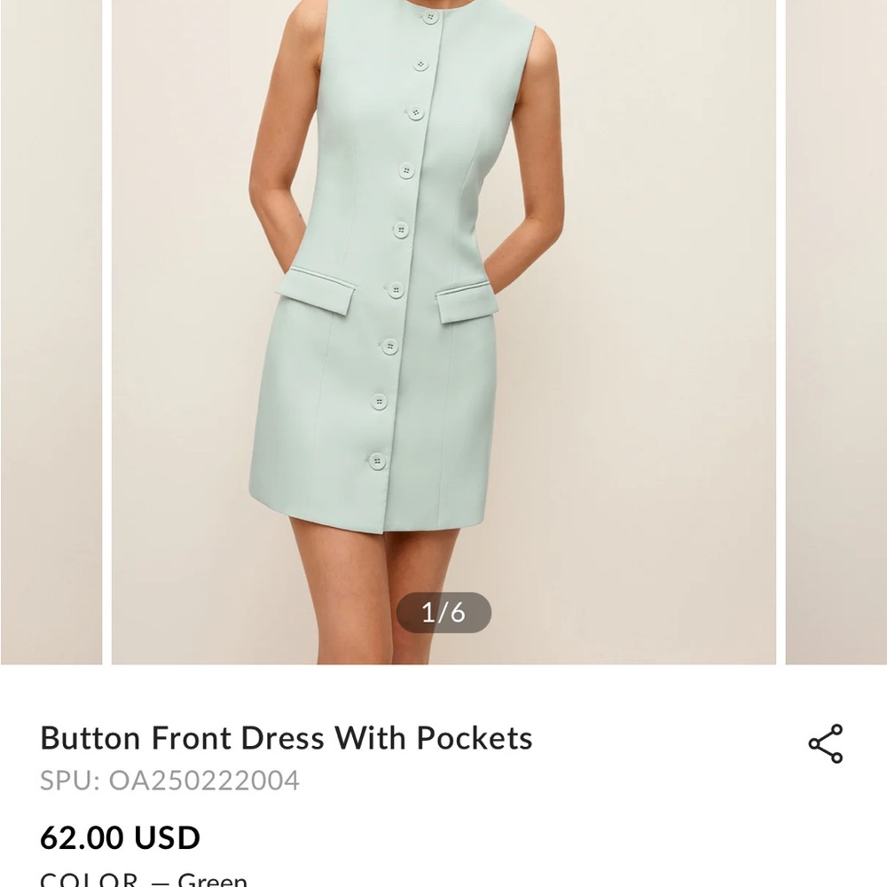 Commense Mint Button-Front Mini Dress - Picture 4 of 5